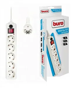 Сетевой фильтр Buro 500SH, 5 розеток, 5м, белый (500SH-5-W)