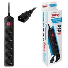 Сетевой фильтр Buro (5 розеток) черный 500SH-1.8-UPS-B