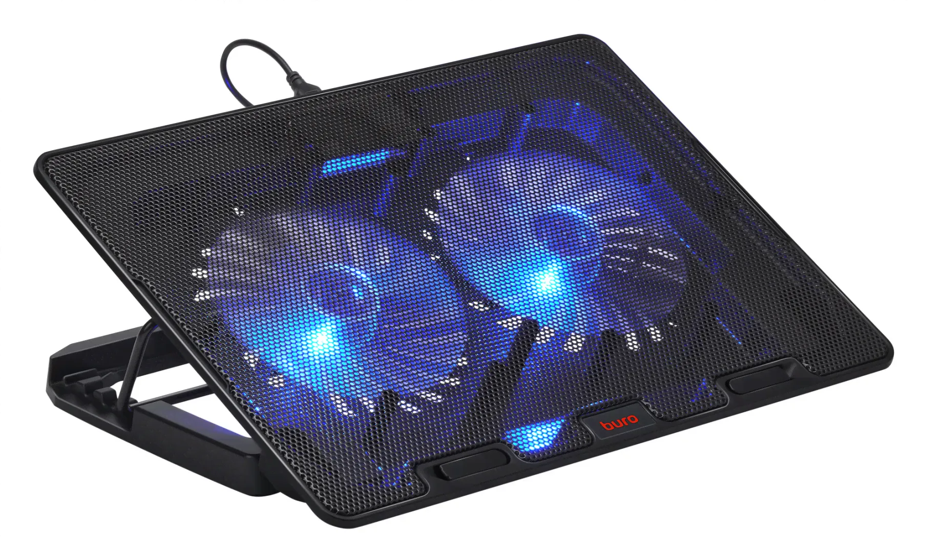 Теплоотводящая подставка для ноутбука BURO BU-LCP156-B214H (15,6", 2xUSB, 2x140мм, Blue LED)