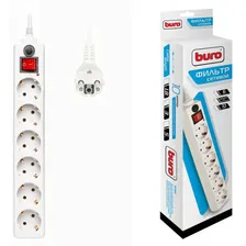 Сетевой фильтр Buro 600SH-5-W (6 розеток, 5м) белый