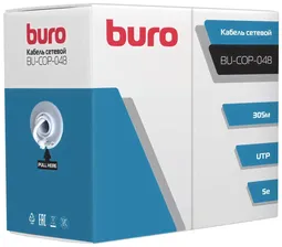 Кабель сетевой Buro BU-COP-048 UTP 4 пары cat5E solid 0.48мм Cu 305м серый