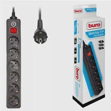 Сетевой фильтр Buro 600SH-5-B (6 розеток, 5м) черный