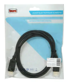 Кабель аудио-видео Buro V.1.2 DisplayPort (m)/DisplayPort (m) 2м. Позолоченные контакты черный (BHP DPP_1.2-2)
