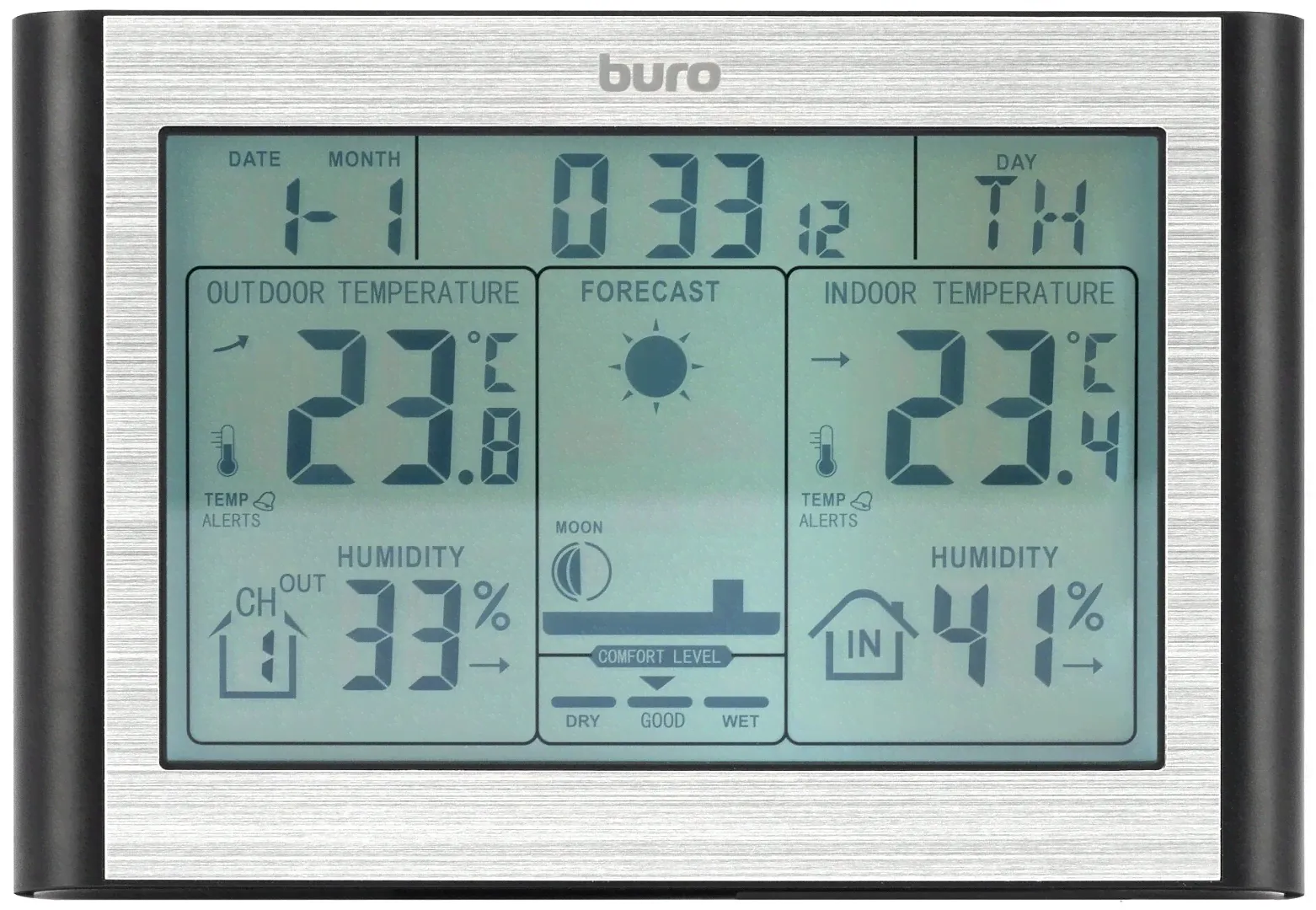 Метеостанция BURO BU-WSH114-LIGHT silver - серебряный