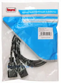 Кабель-удлинитель Buro IEC C13 IEC C14 1.8м (AN23-1008) черный